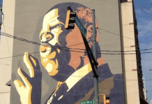 Dedication of new downtown mural honoring John Lewis, civil rights hero. John Lewis mural dedication downtown Atlanta 2012