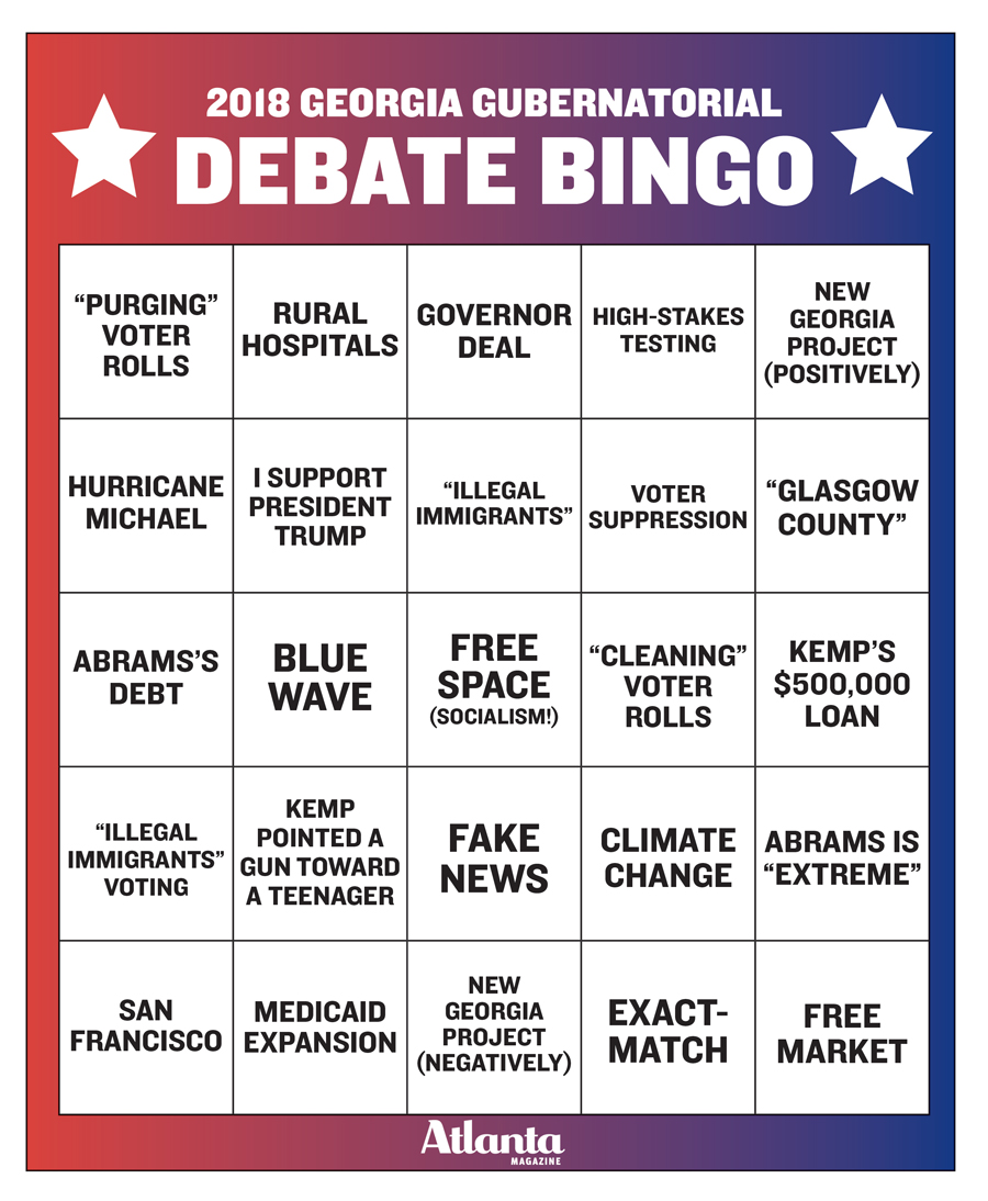 Georgia Governor Debate Bingo Atlanta Magazine