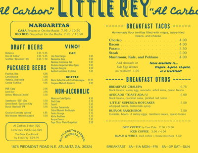 Little Rey Menu Atlanta