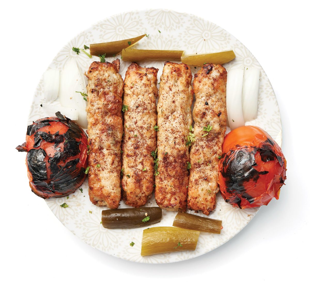 Ground-chicken shish kebab