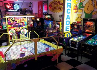 Best of Atlanta 2019: Work & Play An arcade room with a Pac Man game, air hocky, pinball machines, and more