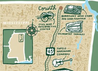A road trip route through Mississippi with plenty of storied stops