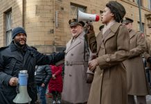 Tyler Perry’s new movie tells the story of an all-woman, majority-Black WWII battalion Director Tyler Perry (left) and actress Kerry Washington on the set of The Six Triple Eight.