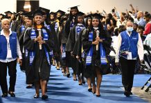Graduates walking down the aisle at Spelman College
