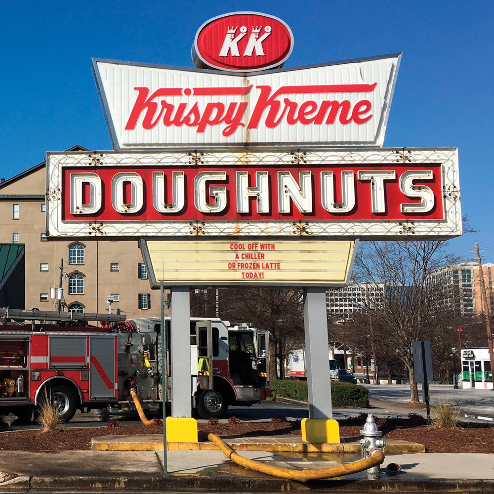 Krispy Kreme on Ponce with a fire truck in front