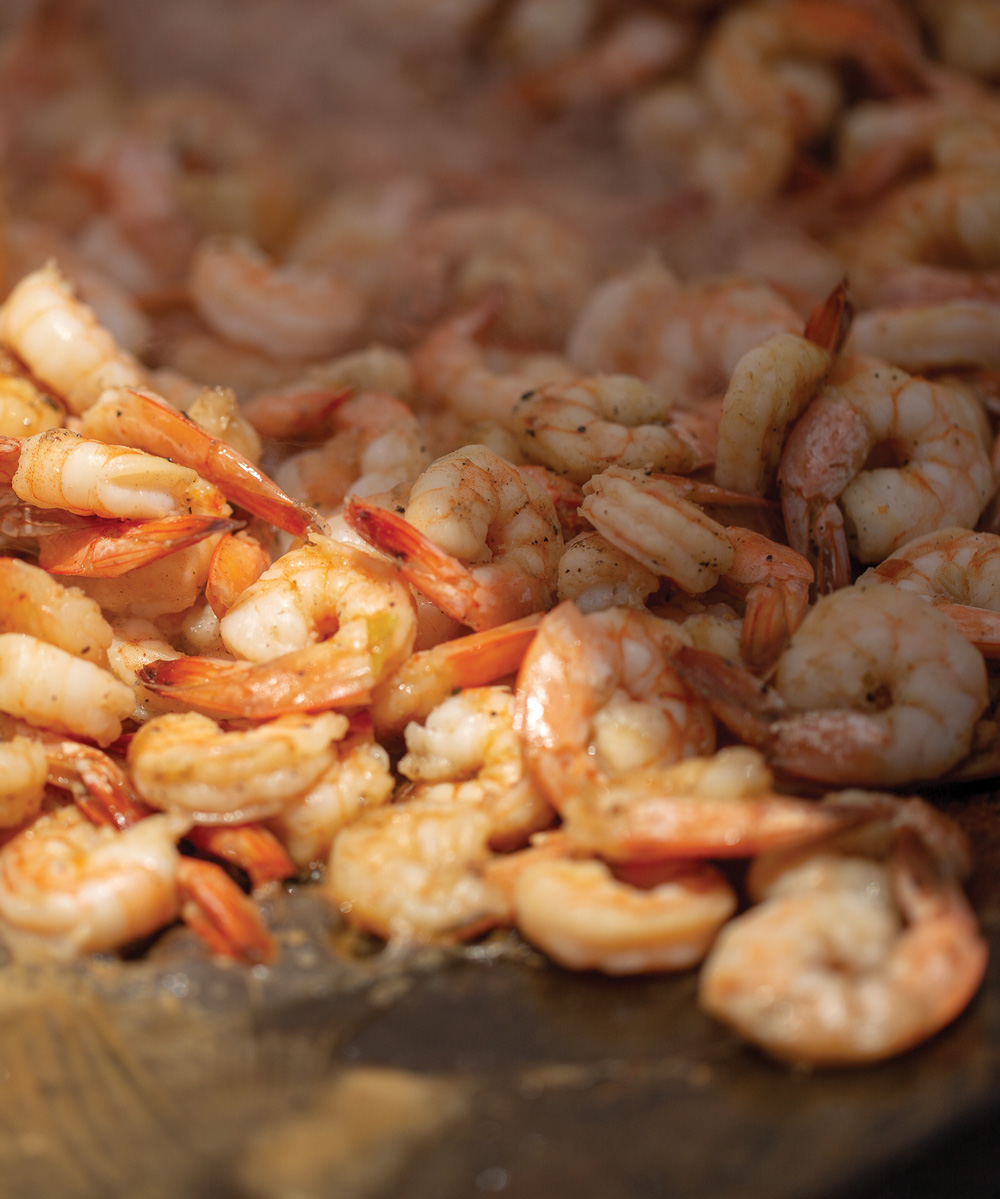 A grill full of shrimp