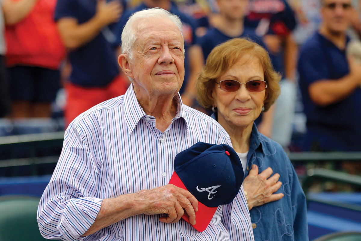Jimmy Carter and his wife Rosalynn at an Atlanta Braves game