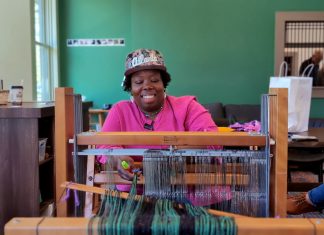 Textile artist Camisha Butler at work