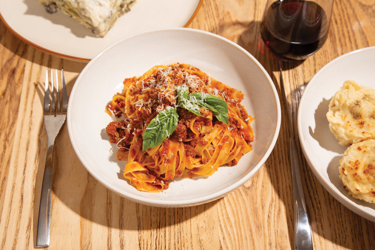 a dish of fresh pasta from Nonna Dora restaurant