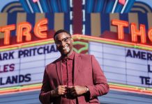 Atlanta-based filmmaker David Fortune in front of the Plaza Theatre
