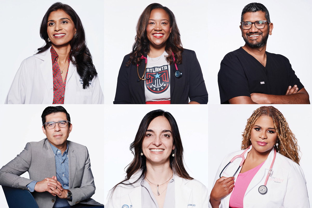 A headshot grid of six of Atlanta's top doctors