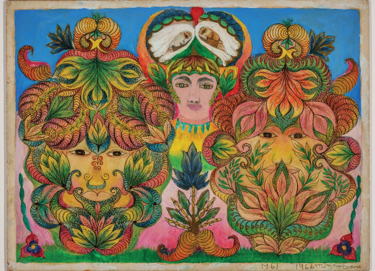 minnie evans: “three figures and angels,” collection of john jerit/high museum of art