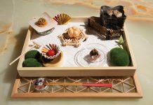 A personal “Zen Garden” offers each diner a few moments of meditative play before dishes arrive.