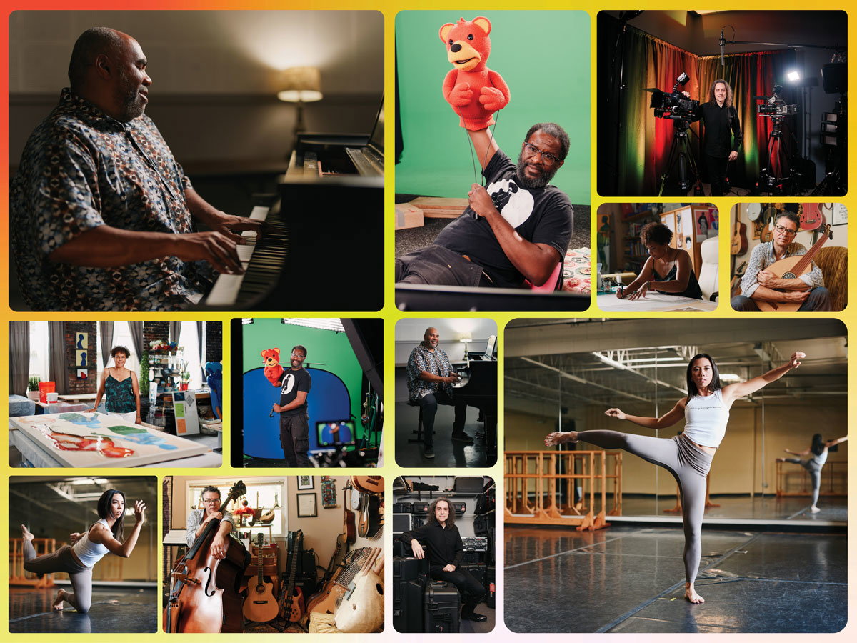 A mosaic of six Atlanta creatives in their workspaces