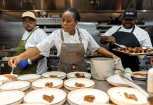 The New South’s got something to say Chryss Lewis plates chicken on more than 10 bowls while chef Robert Butts watches