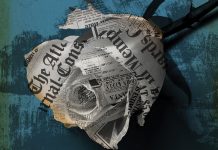 An obituary for the AJC’s print edition, from its legendary obituary writer A collage illustration of a rose with news paper pages as petals against a blue background