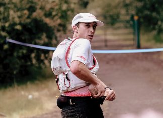 Hans Troyer runs to the finish line