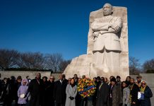 Editor’s Journal: What a Rhode Island classroom taught me about Dr. King’s legacy Sen. Angela Alsobrooks (D-MD), in grey coat, and faith leaders lay a wreath during a celebration of Martin Luther King Jr. Day at the Martin Luther King, Jr. Memorial on January 19, 2026 in Washington, DC.