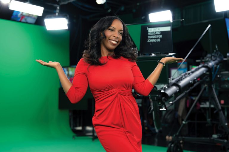 Jobina Fortson-Evans in CBS Atlanta’s new virtual-reality studio