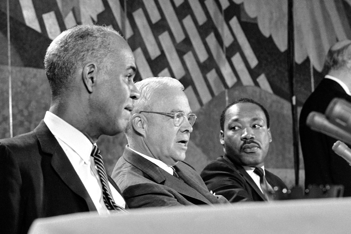 Roy Wilkins (left), Ivan Allen Jr., and Dr. Martin Luther King Jr.