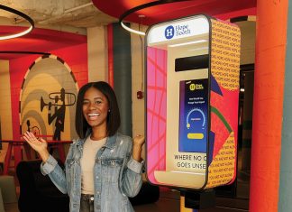 Gloria Umanah with the Hope Booth located on the breezeway connecting Ponce City Market to the Beltline.