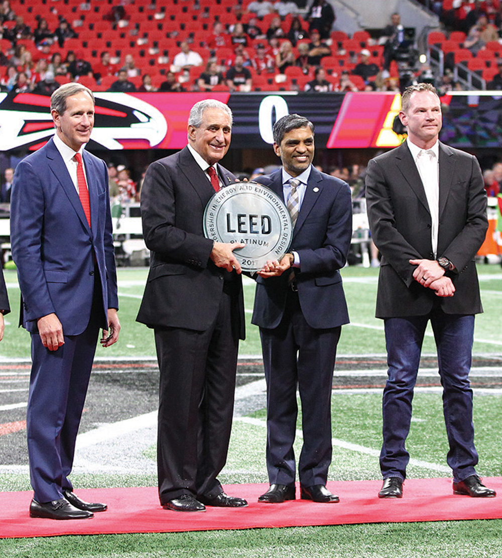 stadium officals hold the LEED Platinum Certification