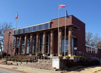 The former City Hall building in Chamblee now hosts 15 artist studios and a gallery space