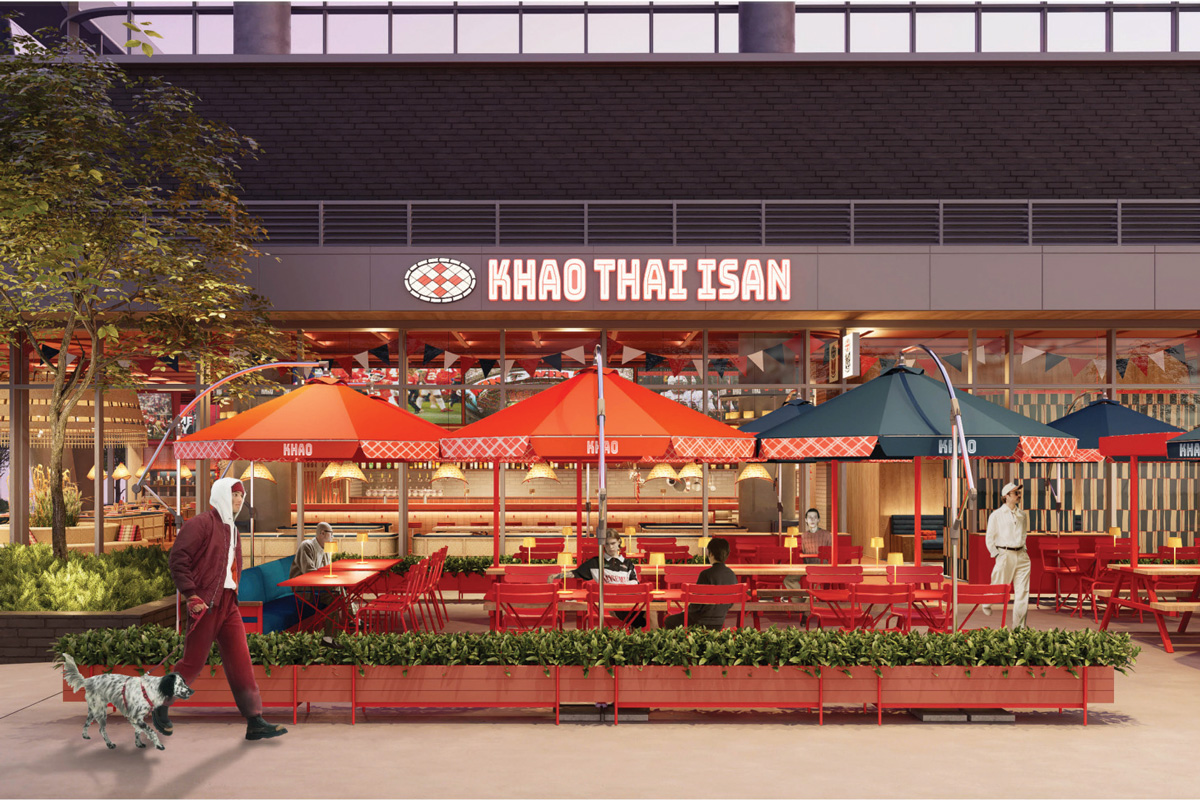 a mockup rendering of the outside of Khao Thai Isan