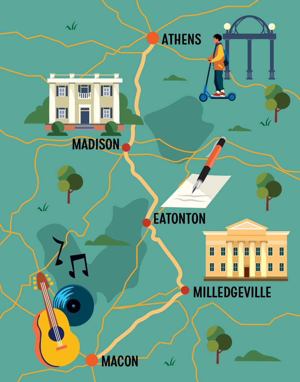 an illustration of a Georgia map