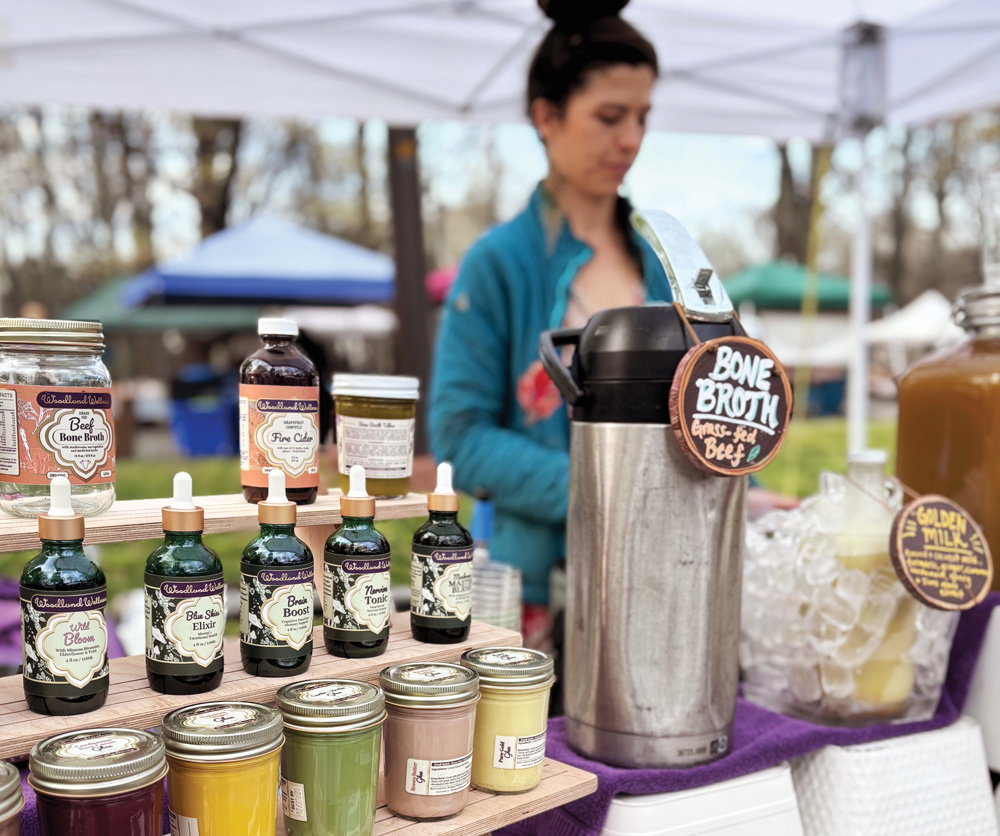 Bone broth and tonics at Woodland Wellness
