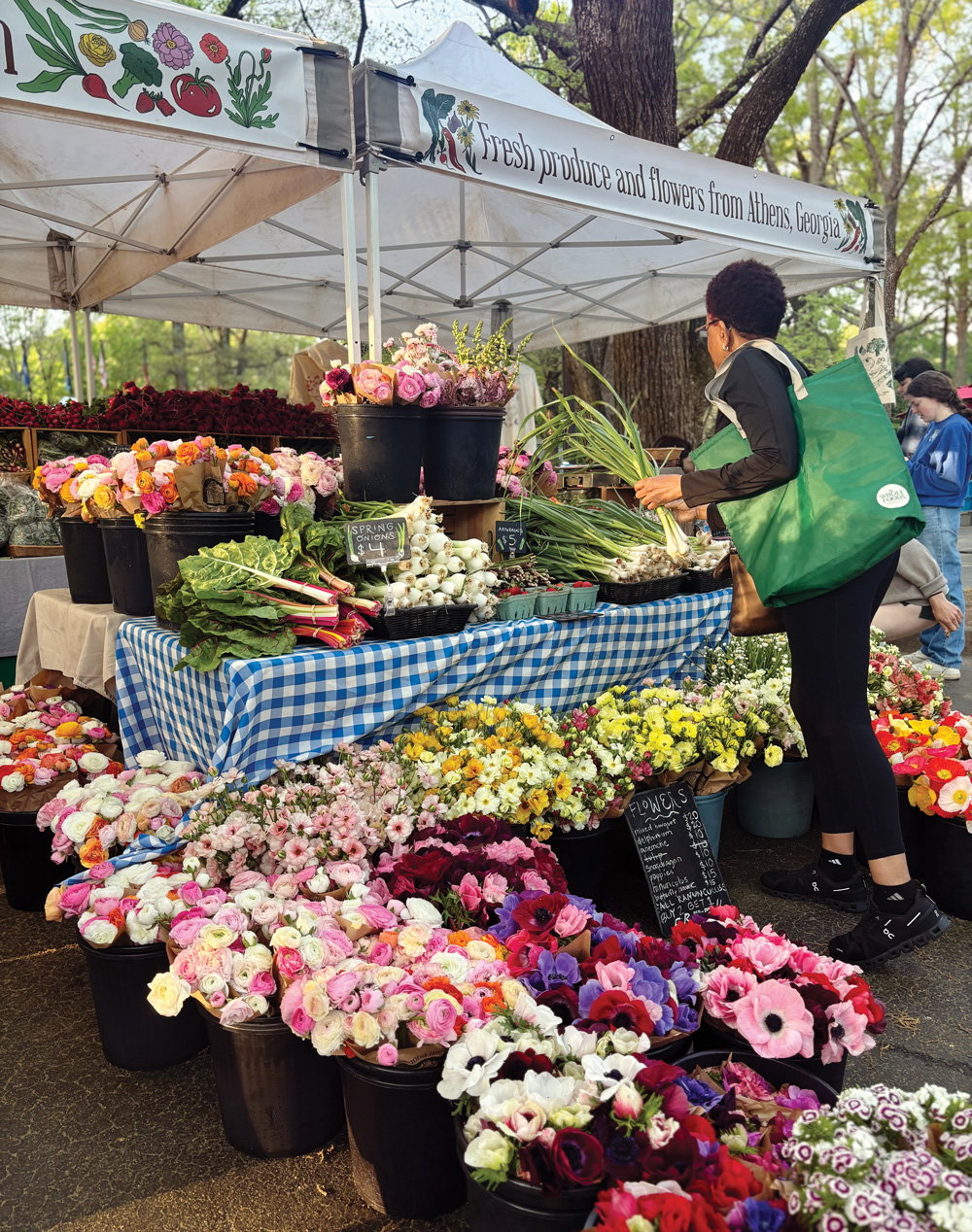Offerings at Freedom Farmers Market include blooms and produce from Diamond Hill Farm