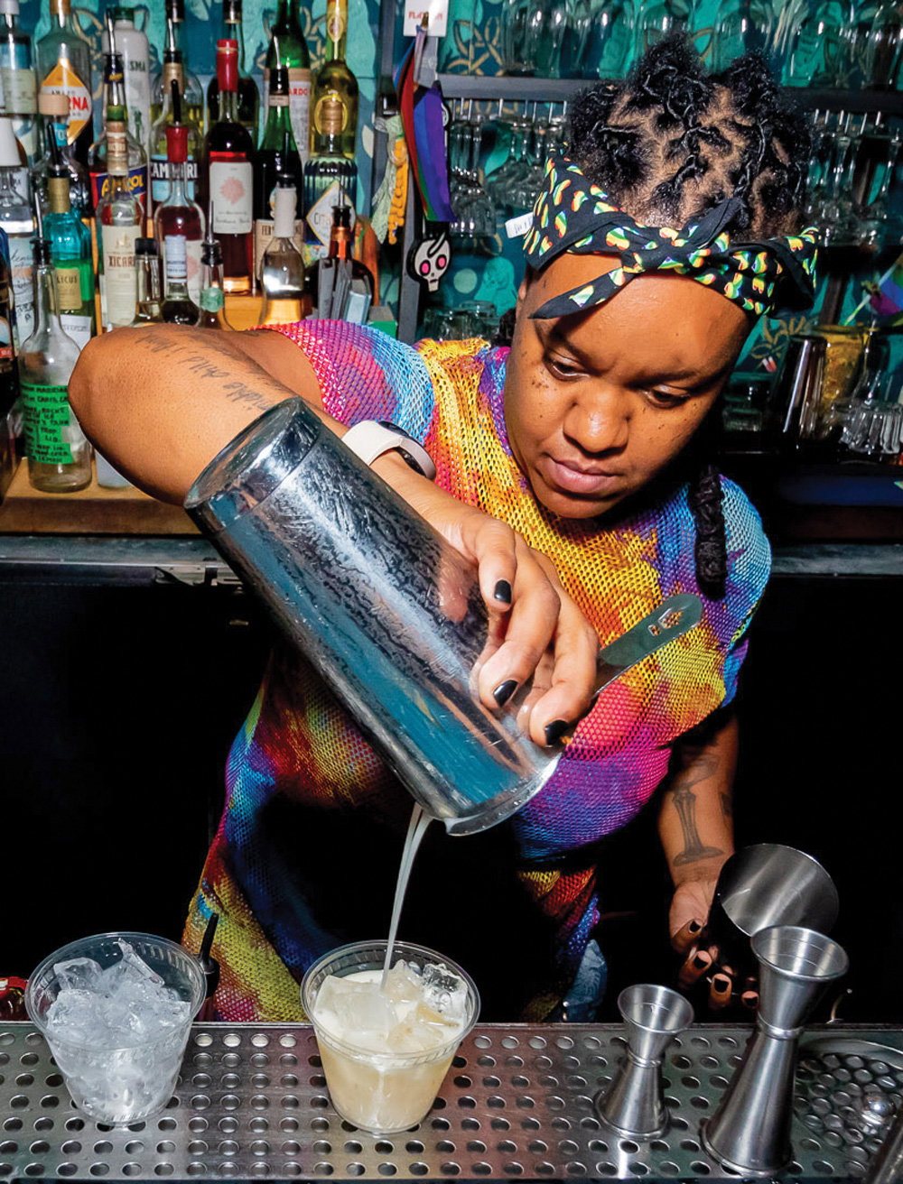 Girl Bar collaborator Anastasia Cooper pours mezcal sippers at Banshee