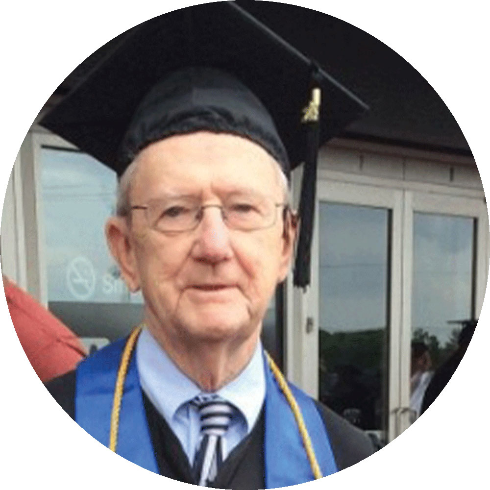 Brennan at his college graduation at age 85