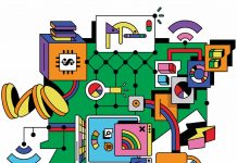 How Georgia Is Leading the Way in Technology, From AI to Fintech Illustration of Georgia's technology industry featuring artificial intelligence, cybersecurity, fintech, health technology, software development, and data centers.
