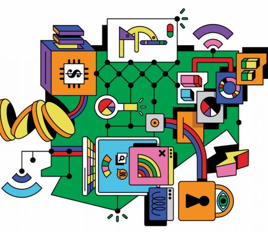 How Georgia Is Leading the Way in Technology, From AI to Fintech Illustration of Georgia's technology industry featuring artificial intelligence, cybersecurity, fintech, health technology, software development, and data centers.