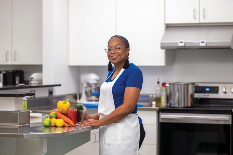 Graduate student Miranda Parham in GSU’s culinary medicine kitchen