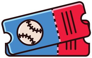 illustration of two tickets with a baseball on them