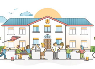 Editor’s Journal: The day I dropped my daughter at kindergarten—and found my community School building exterior with kids and teachers