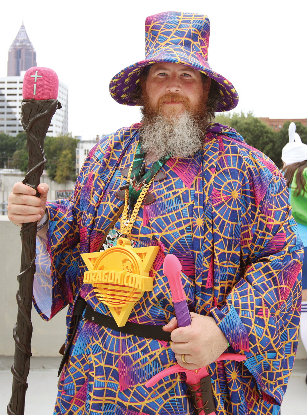 A cosplayer honors the bygone Marriott Marquis carpet