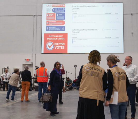 Votes are counted in Fulton County during the 2024 presidential election