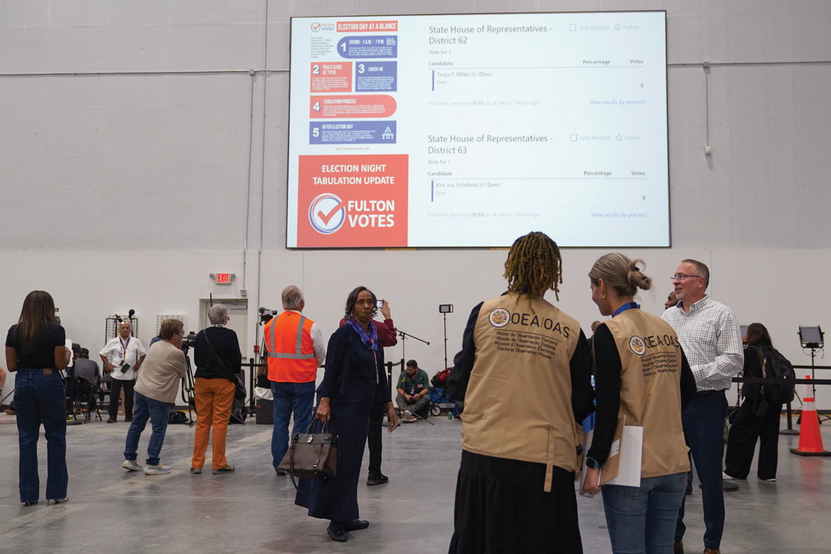 Votes are counted in Fulton County during the 2024 presidential election