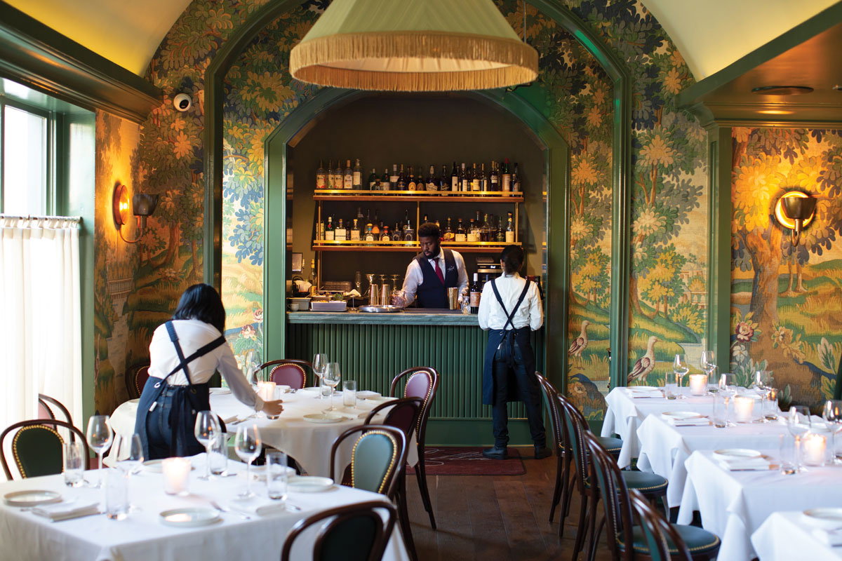 The warmly-list, green interior of Luella