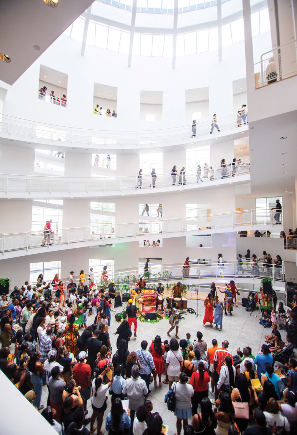 the High’s four-story skylit atrium in the shape of a quarter circle
